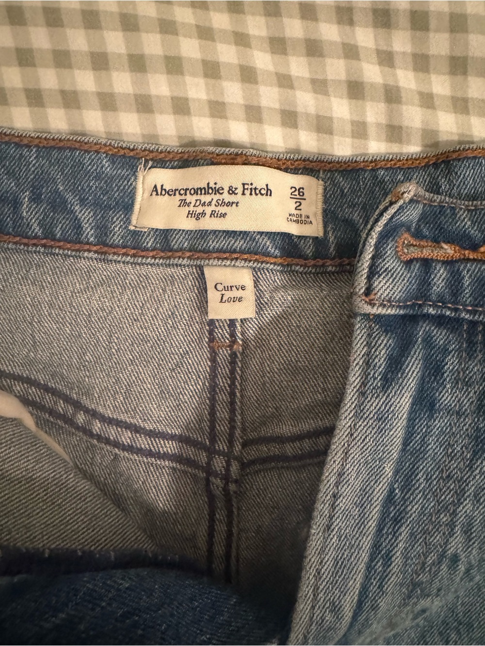 Abercrombie & Fitch Light Blue Distressed High-Rise Denim Shorts - Picture 3 of 3